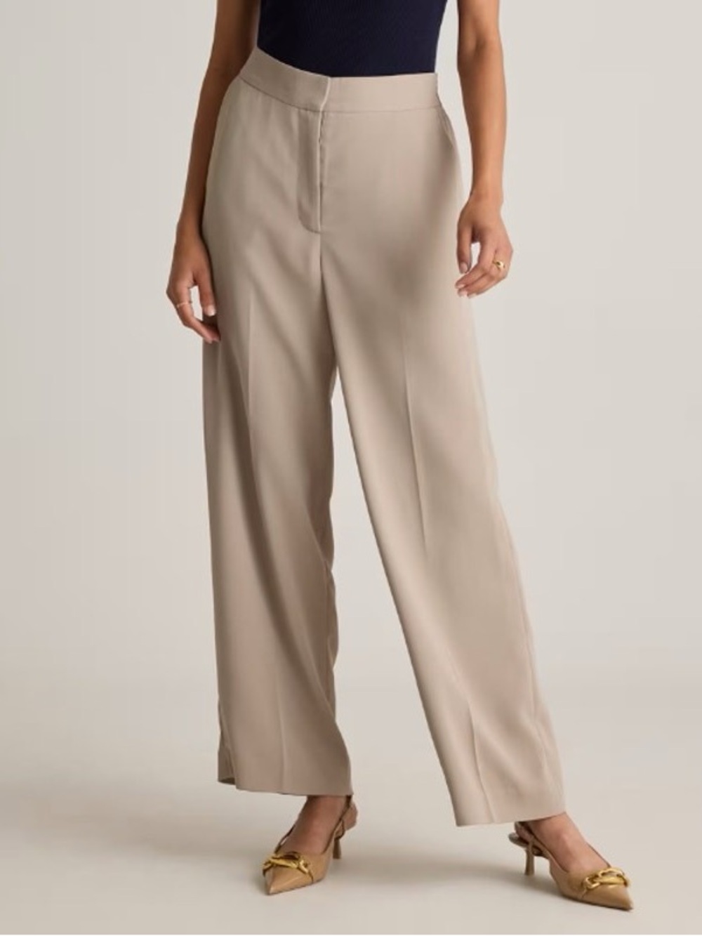 NWT Quince Stretch Crepe Trousers in Morel Beige Grey Size 10